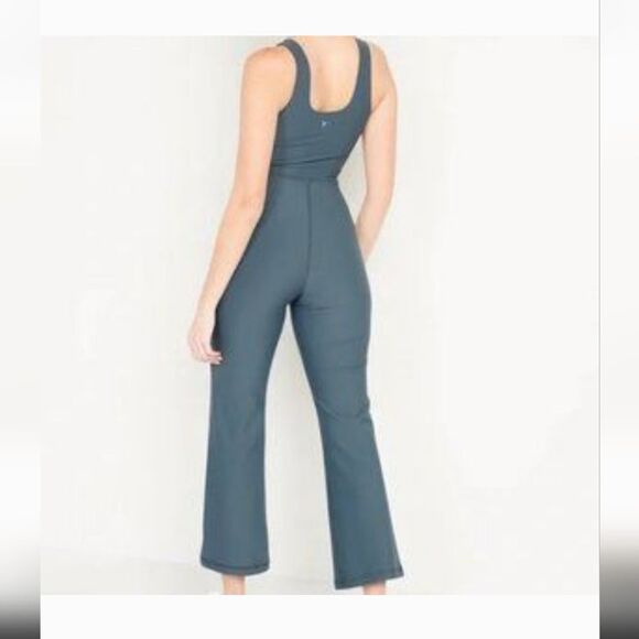 Active Go-dry flared fitness jumpsuit, padded  bra shelf size S dark teal - Picture 3 of 6